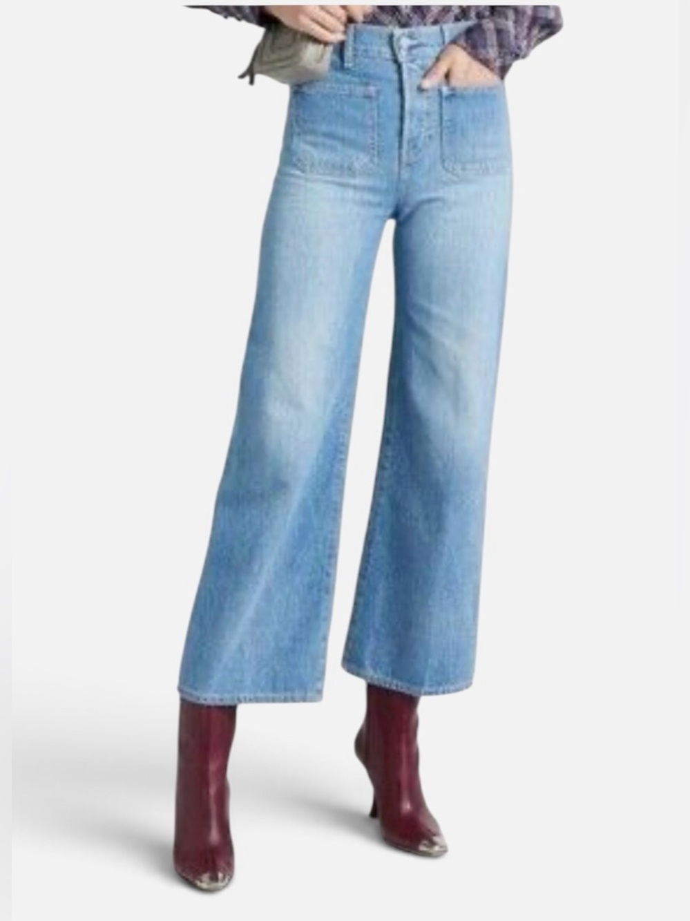 Veronica Beard 100% Cotton Light Blue High-Rise Wide Leg Jeans Size 26